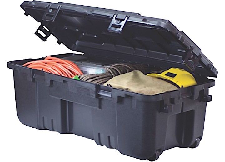 Plano 108 Quart Large Hinged Storage Box Black Heavy Duty Organizer Container