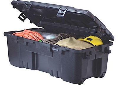 Plano 108 Quart Large Hinged Storage Box Black Heavy Duty Organizer Container
