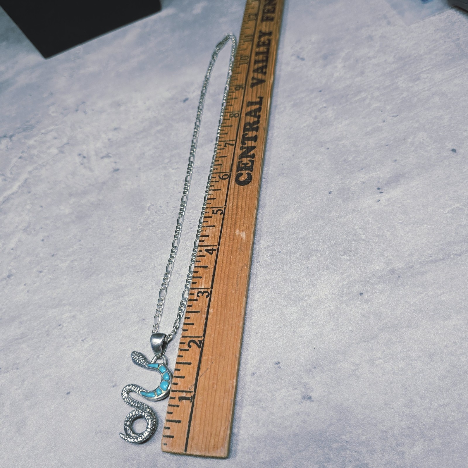 Solid Sterling Silver Snake Inlaid Turquoise Pend… - image 6