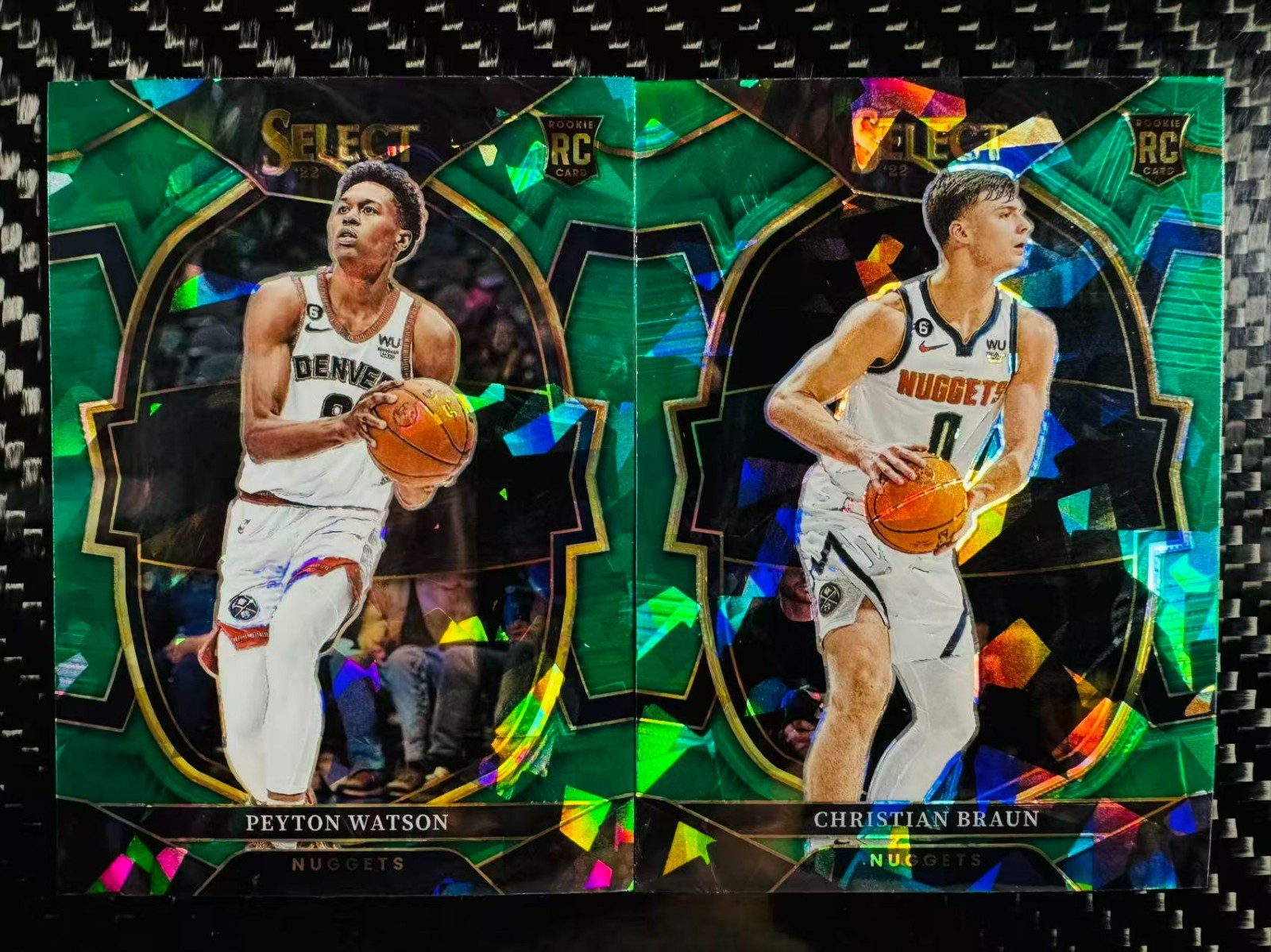 Peyton Watson/Christian Braun Lot2 2022-23 Panini Select Concourse Green Ice RC