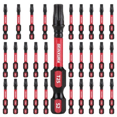 GEINXURN 30 Pieces T25 2 In. Impact Tough Magnetic #25 Torx 2INCH-T25-30PC 
