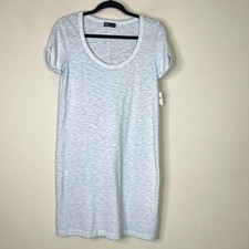 New Gap Short Roll Sleeve Slub T-Shirt Dress Pacific Mist Women's Size Small