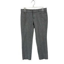 Banana Republic Sloan Plaid Ankle Pants Size 6 Black White Stretch Career Chic