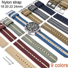 Watchbands 18 20 22 24mm Nylon Stripes Woven Wrist Band Pins Watch Strap