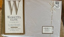 Wamsutta Elite Pinpoint Pima 250 White Cal King Fitted Sheet NIP