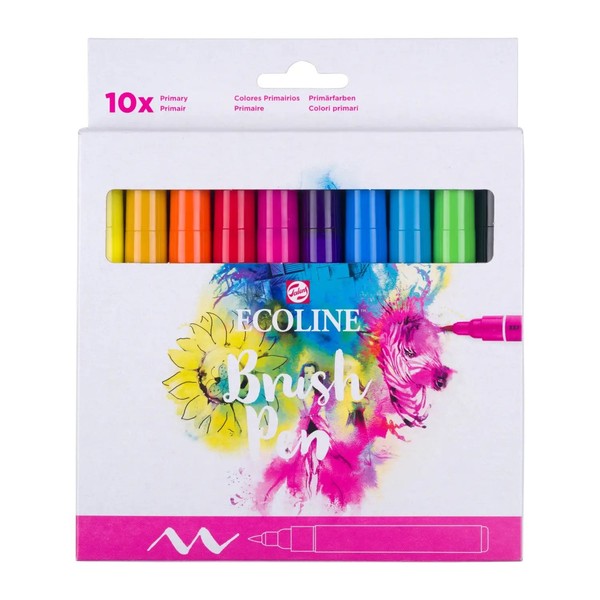Ecoline Brush Pen PrimäRfarben-Set 10 Farben Leuchtende Aquarellmarker-image