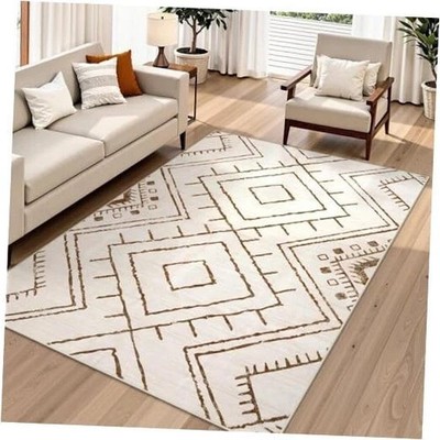 Hand Tufted Modern Diamond Rug Wool Area Carpet Geometric Pattern Minimalist