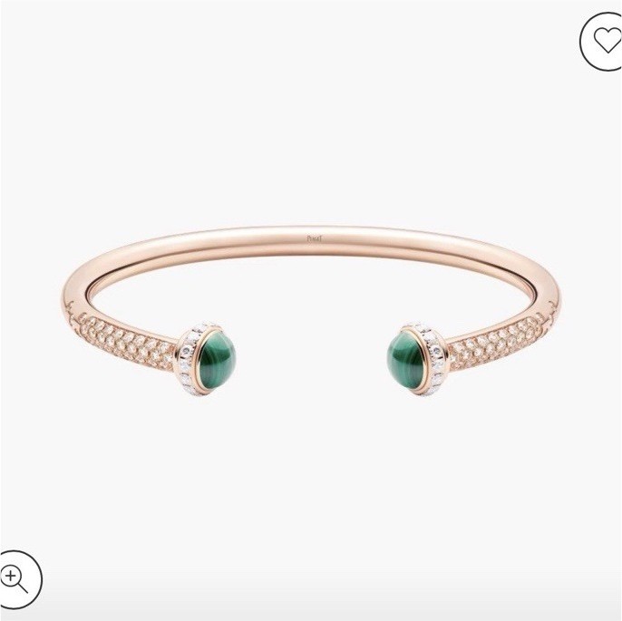 Piaget Possession Open Bangle Bracelet 18k Rose Gold Malachite Diamond Cuff