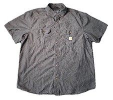 Carhartt Men's Loose Fit Midweight Chambray Short Sleeve Shirt XL Black Button
