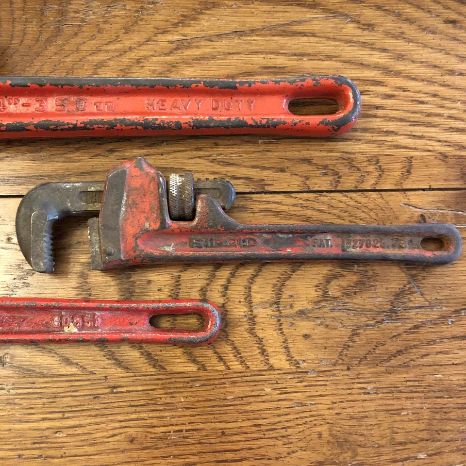 Lote de chaves de tubo vintage - 8", 10", 14", 24" Ridgid/Sears/Craftsman - Lote de 4 - Imagem 2 de 4