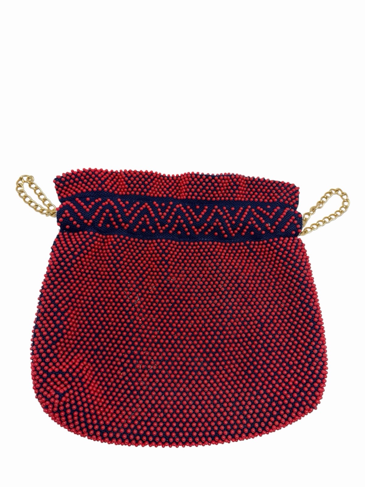 Vtg  Reversible Candy Dot Beaded Drawstring Pouch… - image 2