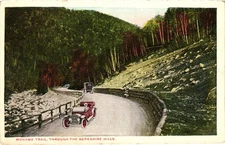 Vintage Mohawk Trail Through Berkshire Hills Scenic Postcard Antique Car