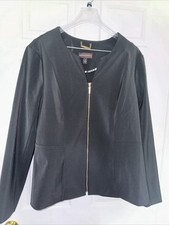 Women  s Dana Buchman Size 18 Black Gold Zipper Front Blazer Jacket Stretch