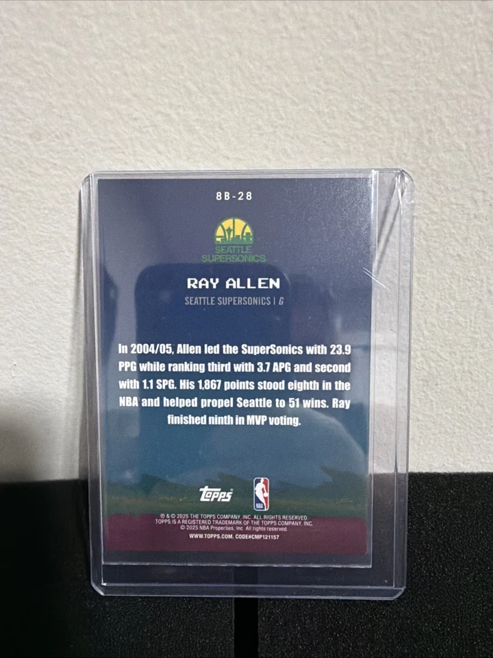 2025-26 Topps Ray Allen 橙色箔 #/25 8 位球器插入 SP — 第 2/2 张图片
