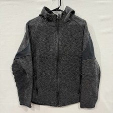 Puma Full Zip Hoodie Mens M Gray Performance Athletic Jacket