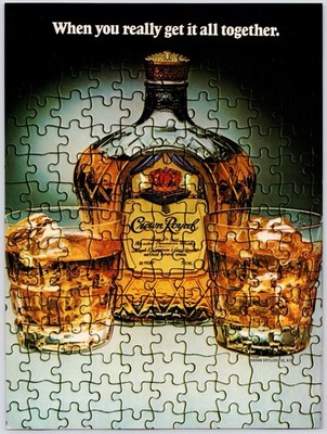 Crown Royal Canadian Whisky Puzzle Liquor Home Bar Wall Art Vintage Print Ad 80s