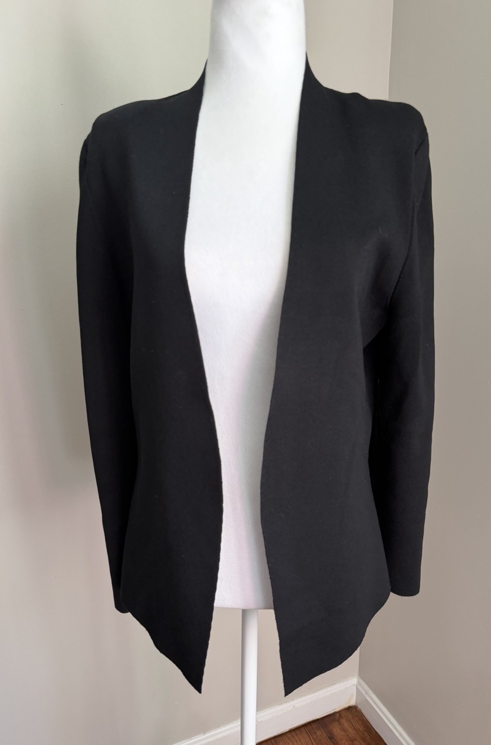 M.M.LaFleur XL Woolf Jardigan Black Open Front Knit Blazer Jacket Career Work