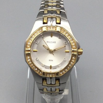 Pulsar Womens Watch 26mm Two Tone Silver Gold VX51-X416 50M New Battery 6''