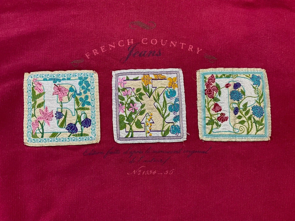 Sudadera De Colección Años 90 Express De Gran Tamaño Parche Floral Francés País Talla L Foto 2 de 4