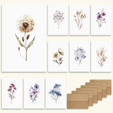 20Pcs Blank Cards and Envelopes 4X6 - Watercolor Floral Greeting Cards Set - Sin