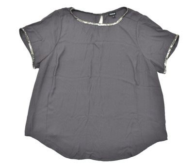 Torrid Women's Size 2 Grey Sequin Trim Short Sleeve Chiffon Blouse Top