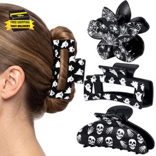 3Pcs Halloween Spooky Spider Web Hair Claw Clips for Women Girls                