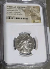 PTOLEMAIC EGYPT Ptolemy I 323 BC AR Tetradrachm Eagle On Fulmen. Countermark NGC