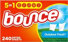Bounce Dryer Sheets Laundry Fabric Softener Sheets , Outdoor Fresh, 240 Count
