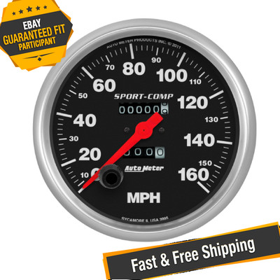 Auto Meter 3995 Sport-Comp Series 5'' Mechanical Speedometer Gauge, 0-160 MPH