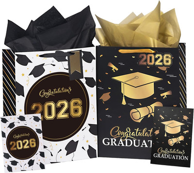 16.5'' Extra Large 2026 Graduation Gift Bag with Card and Tissue Paper - 2 Pack B