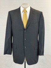 Ermenegildo Zegna Men's Dark Gray Striped Super 100's Wool Suit 42L 36X32 Italy