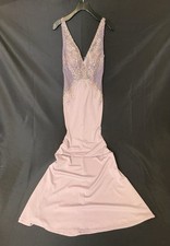 Lavender Maxi formal long Prom Wedding Rosemore Couture Lilac Beaded Dress 067