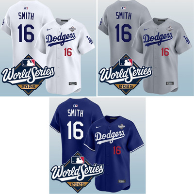 Men's Dodgers #16 Will Smith 2025 world series jersey all stitched