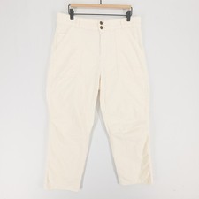 Pilcro Wanderer Pants Womens 32 Cream Corduroy Cropped Straight Leg High Rise