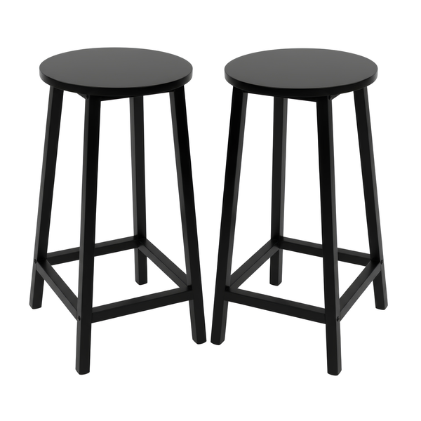 2Er Set Barhocker BarstüHle KüChenstüHle 65Cm Hoch Farbe: Schwarz + Mattschwarz-image