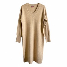 Vince Camuto Beige Knit V-Neck Midi Dress Size Medium