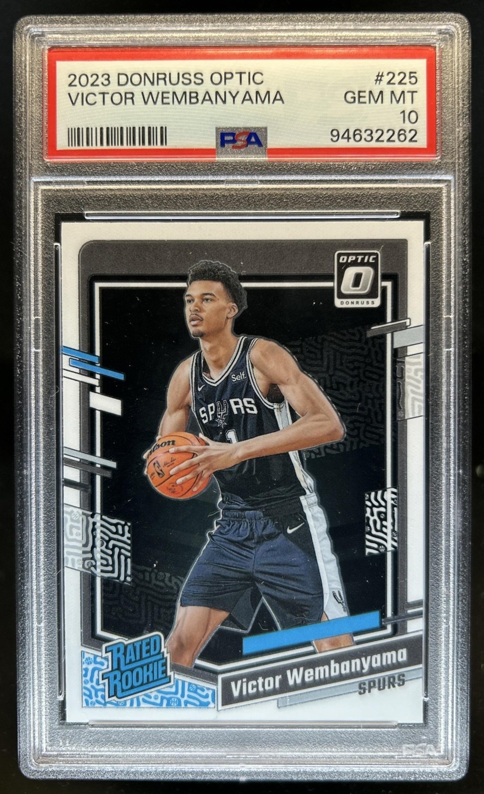 2023-24 Panini Donruss Optic Victor Wembanyama RC Rated Rookie #225 Spurs PSA 10