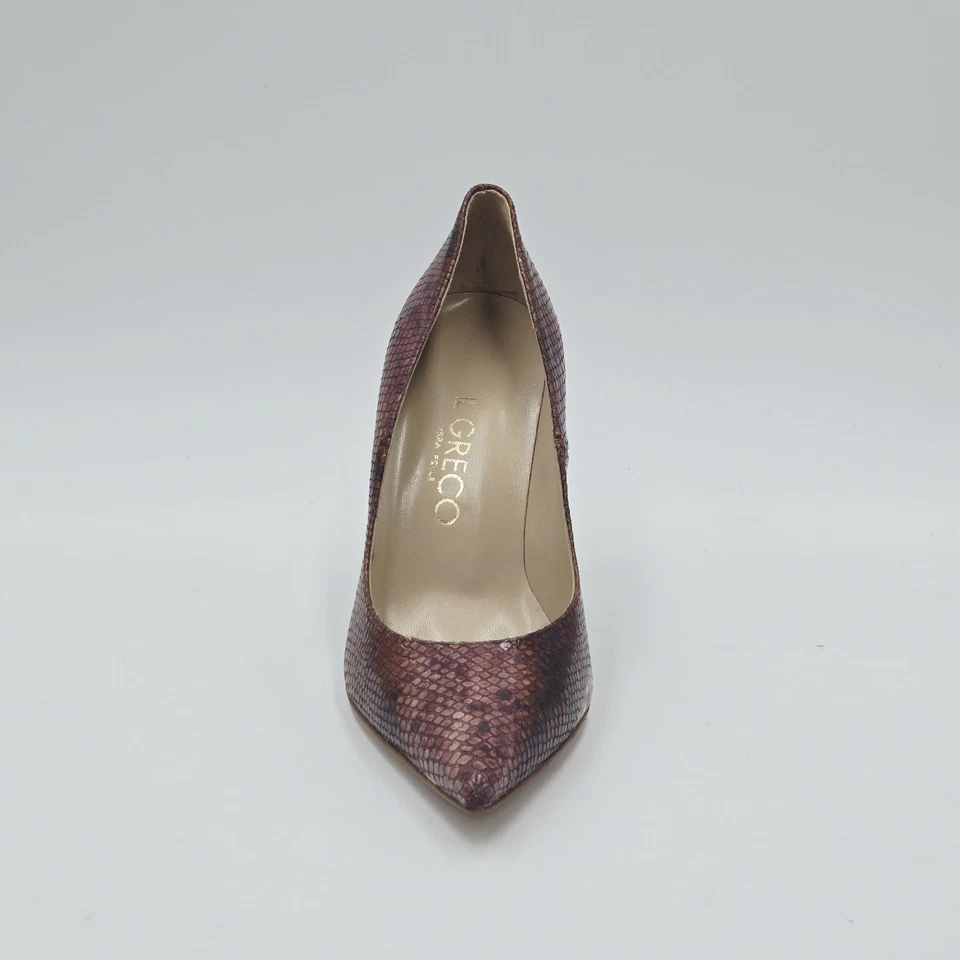 Zapatos De Mujer Il Greco Talla 37 Tacones Marrón Beige Piel De Pitón 68CN - Imagen 3 de 4