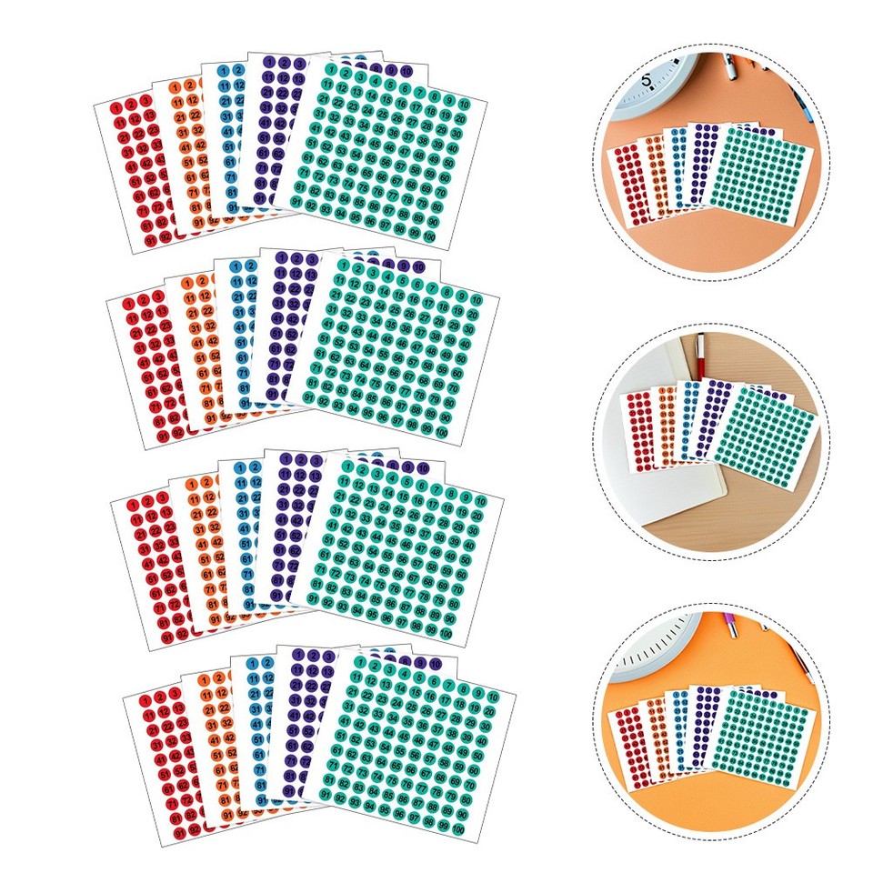 Register Number Sticker 2500 Pcs Self Adhesive Number Stickers 1 Round Labels for Organizing ...