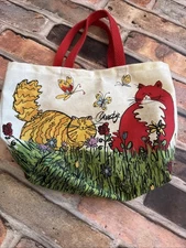 Ann Ormsby Fat Cats Mini Tote Bag Cat Pattern Red Women's