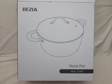 BEZIA 10 Quart Cooking Pot, Large Non Stick Induction Stock 10 Quarts, Gray 