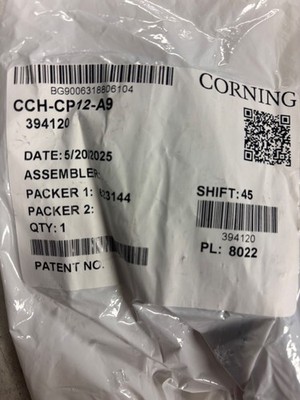 Corning CCH-CP12-A9 Fiber Adapter Panel, 6 LC Duplex OS2 Singlemode