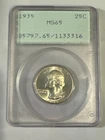1935 Washington Quarter PCGS MS65  Brilliant White Luster Old PCGS holder