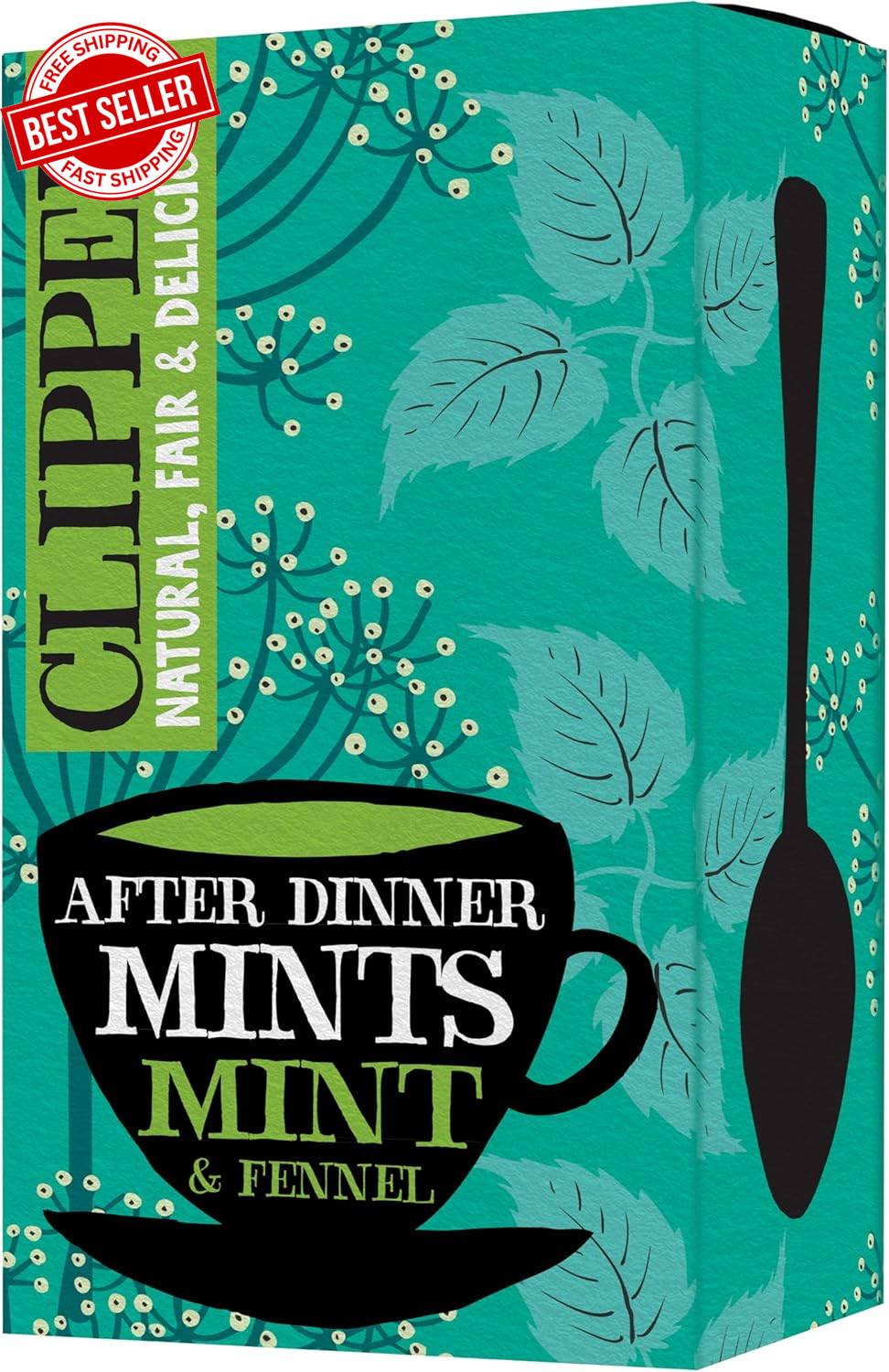 Organic Peppermint Fennel Tea Clipper 20 Bags Infusion Herbal Caffeine Free