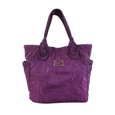 MARC By MARC JACOBS Workwear Quilted Signature Tote Bag Purple Nylon Travel EUC