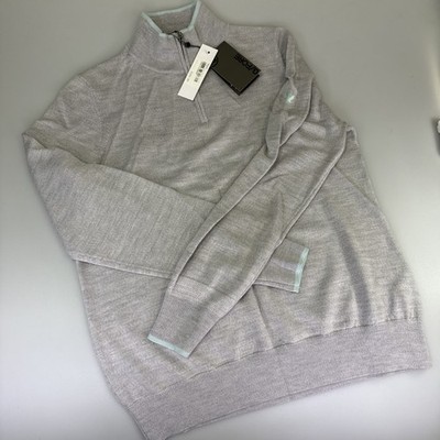 GFore Golf Damen Merinowolle 1/4 Zip Midlayer in Grau. Größe XL