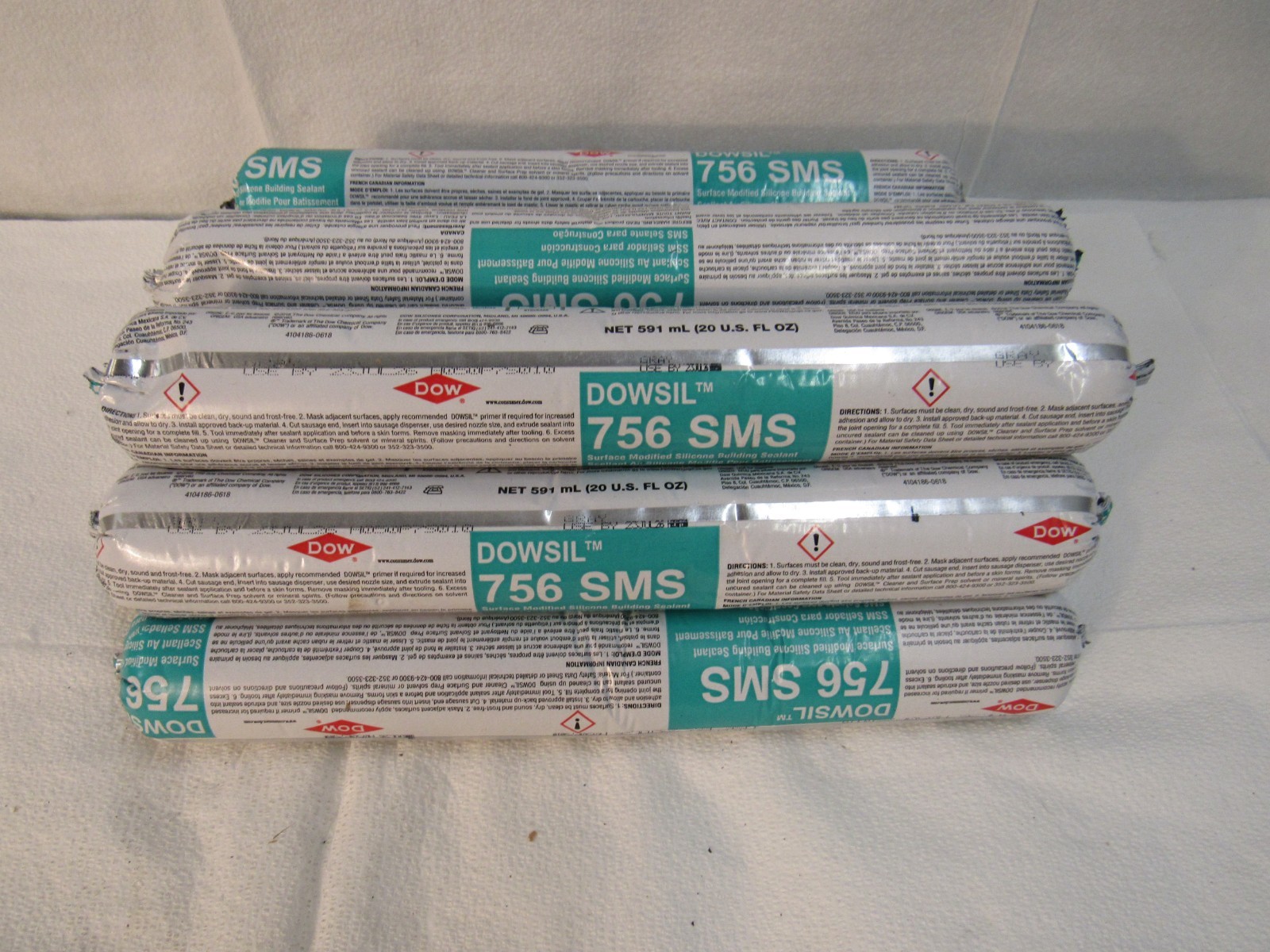 Lot of 11 Dowsil 756 SMS Sealant Grey Sausage Tube Roll Silicone Sealant