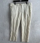 Tommy Bahama Mens Long Chino Pants Solid Beige 38 30 Linen Blend Button Zip