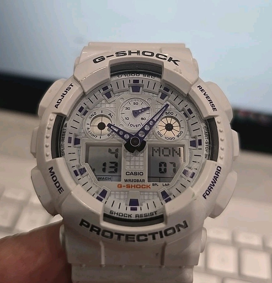 Casio G-Shock GA-100A Digital Quartz White 44mm Used | eBay