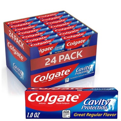 Colgate Cavity Protection Toothpaste with Fluoride, Minty 1 Ounce (24 Pack)
